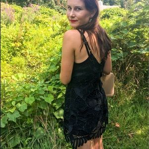 Express fully lined black lace dress